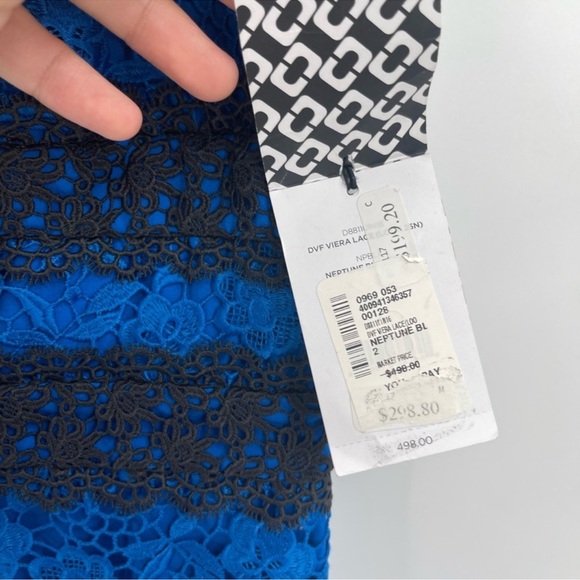 Diane Von Furstenberg Viera DVF Blue Lace V-Neck Dress 2 Nwt - Picture 9 of 15